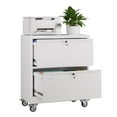 thumbnail image 1 of AOBABO&nbsp;2 Drawer&nbsp;Lateral File Cabinet with Wheels, Metal Filing Cabinet with Lock&nbsp;and Adjustable File Bars, Letter/Legal Size,for Office,Home,School,Assembly Required,White, 1 of 7
