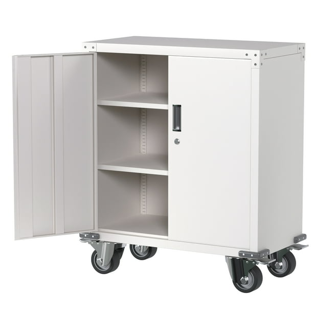 AOBABO Metal Storage with Wheels,Lockable Storage with