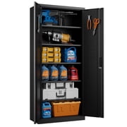 AOBABO Metal Storage Cabinet with 4 Shelves,Lockable Steel Storage Cabinets for Garage,Office,Warehouse,Black,Assembly Required
