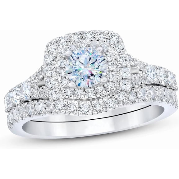 AOBOCO 1-1/5 carat bridal engagement ring with moissanite for women, platinum-plated gold ring, moissanite ring