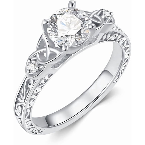 AOBOCO 1-3 Carat Round Cut Moissanite Engagement Wedding Ring for Women 0.04 Carat Lab Grown Diamond 925 Sterling Silver/10k/14k/18k Real Gold Engagement Ring (D Color, VVS Clarity)