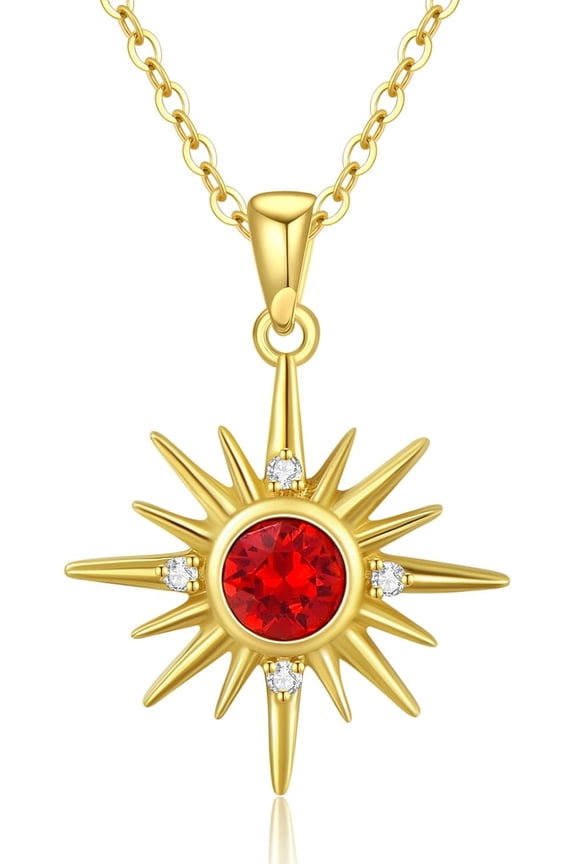 14K Solid Gold North Star Necklace for Women Art Deco Design 16+2 Inches 14K Solid Gold Chain Birthday Anniversary Luxury Jewelry Gift for Her