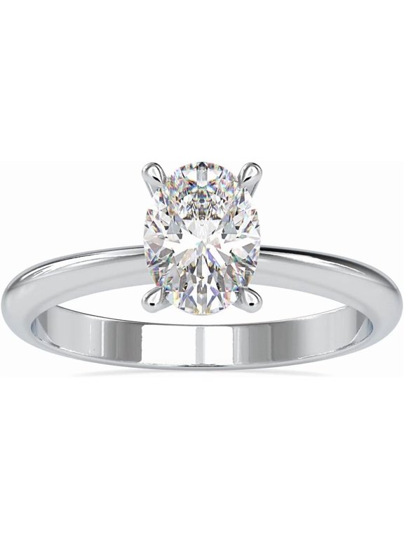 1ct 10K 14K 18K Gold Solitaire Oval Cut Moissanite Engagement Ring for Women D Color Wedding Bridal Promise Anniversary Ring Jewelry Gift for Women Wife