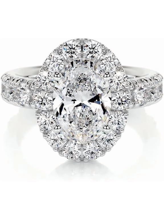 4 carat (ctw) oval moissanite engagement ring for women, platinum-plated gold ring, moissanite ring