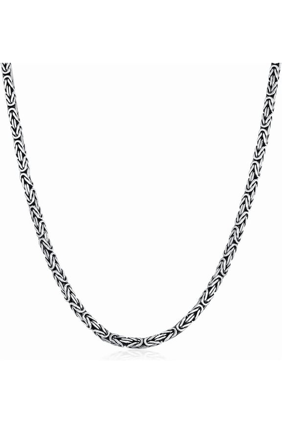 925 Sterling Silver Byzantine Chain 2.5MM Byzantine Link Chain Necklace Gift for Men Women 18, 20, 22, 24, 26 Inch