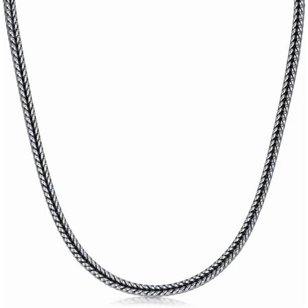 AOBOCO 925 Sterling Silver Franco Chain 2MM 3MM Foxtail Chain Necklace for Men Women 18, 20, 22, 24, 26 Inch