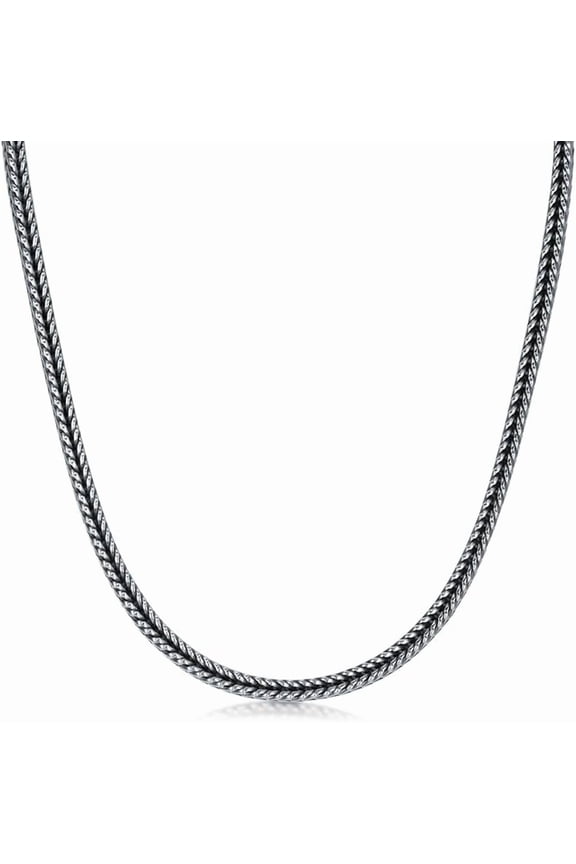 925 Sterling Silver Franco Chain 2MM 3MM Foxtail Chain Necklace for Men Women 18, 20, 22, 24, 26 Inch