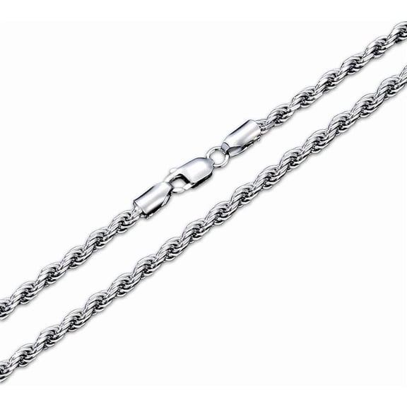 AOBOCO 925 Sterling Silver Rope Chain 1.5MM, 2MM, 3MM, 3.5MM Diamond Cut Braided Rope Twist Link Chain Necklace Clasp for Men Women 18, 20, 22, 24, 26 Inch