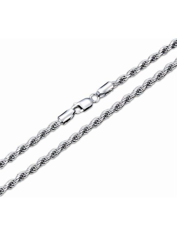 925 Sterling Silver Rope Chain 1.5MM, 2MM, 3MM, 3.5MM Diamond Cut Braided Rope Twist Link Chain Necklace Clasp for Men Women 18, 20, 22, 24, 26 Inch