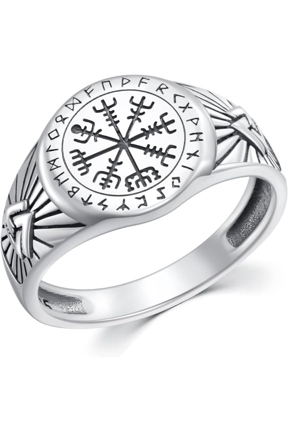 925 Sterling Silver Viking Compass Ring for Men Size 9/10/11