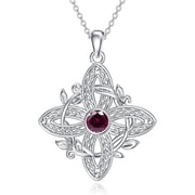 AOBOCO 925 Sterling Silver Witches Knot Birthstone Pendant Necklace-Original Protection Witch Celtic Knot Jewelry Mothers Day Gifts for Women