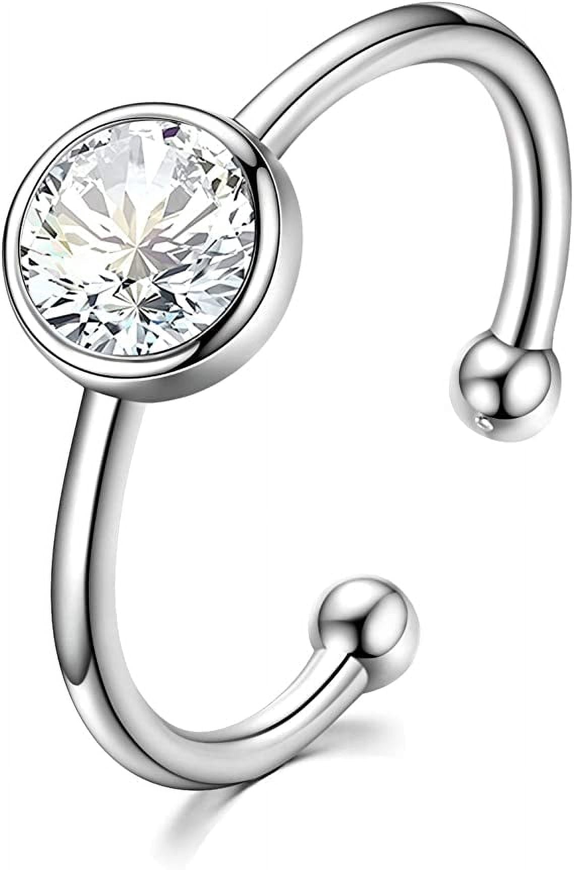 Starchenie 925 Sterling Silver Cross Ring With Aquamarine - March Birthstone, Size 9, Rhodium Plated