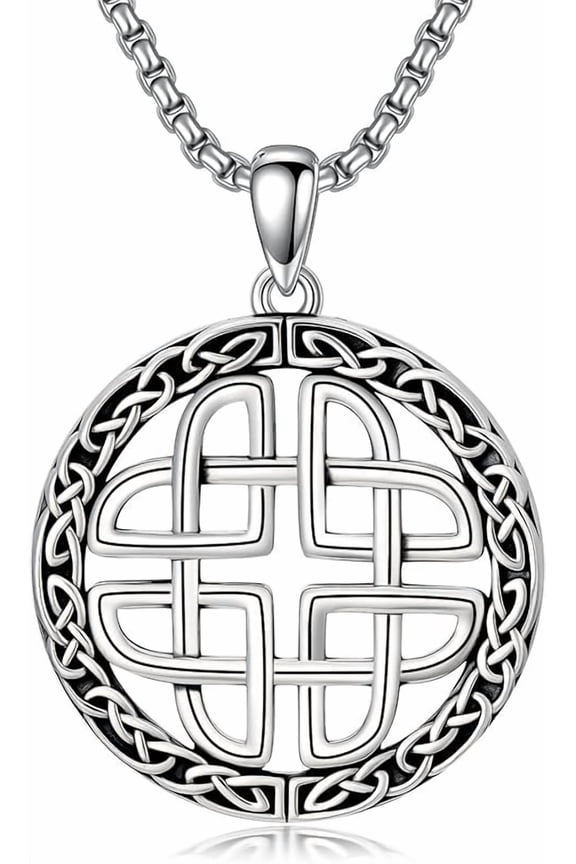 Celtic Necklace for men Sterling Silver Celtic Knot Triquetra Triangle Trinity Necklace Gift for Men
