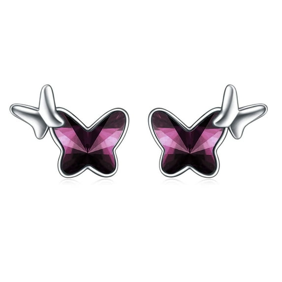 AOBOCO Mother Day Gifts Butterfly Earrings 925 Sterling Silver Butterfly Earrings Stud Earrings with Crystal Jewelry Gifts for Women