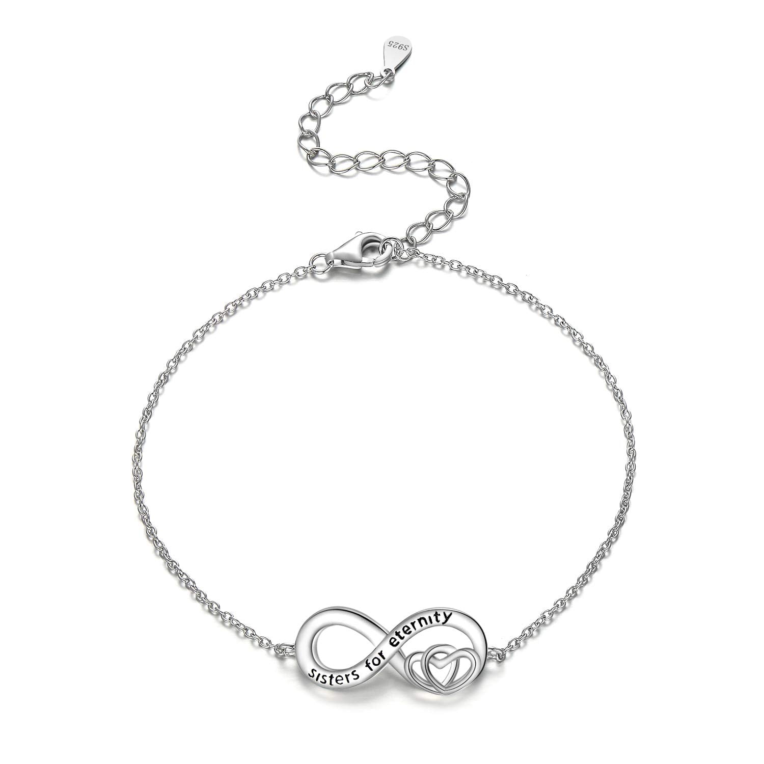 AOBOCO Christmas Gifts for Women Sterling Silver Sisters Bracelet