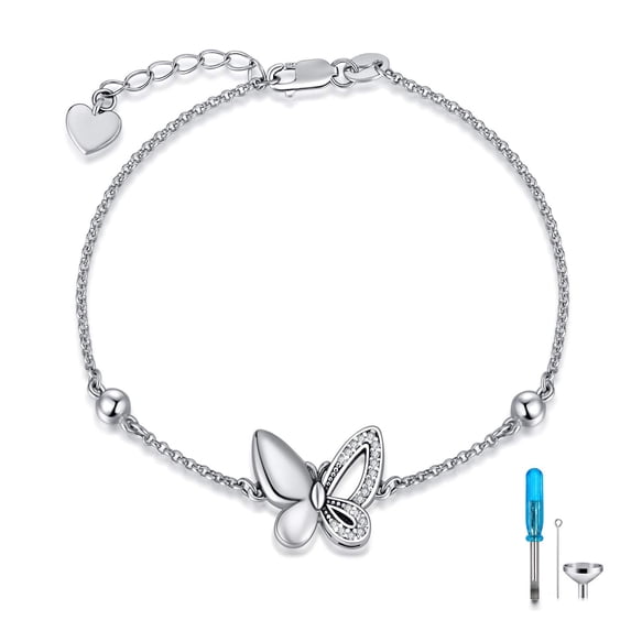 AOBOCO Cremation Jewelry for Ashes Sterling Silver Butterfly/Dragonfly Urn Bracelet for Ashes Memorial Keepsake Box Jewelry for Human Ashes Pet Ashes