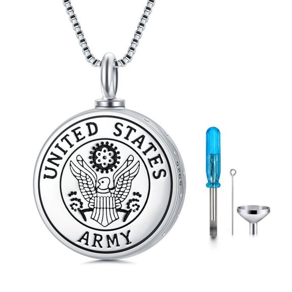 AOBOCO Cremation Jewelry for Ashes Sterling Silver Urn Necklace Keepsake Memorial Box for Solider