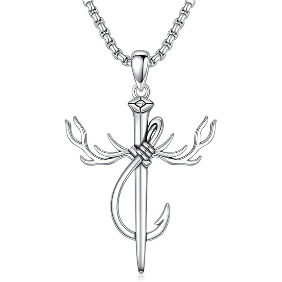 AOBOCO Cross Necklace 925 Sterling Silver Christian Jewelry for Men