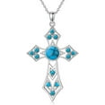 thumbnail image 1 of AOBOCO Cross Necklace for Men Women 925 Sterling Silver Cross Pendant with Turquoise Religious Jewelry Gifts for Women Wife Girlfriend, 1 of 6