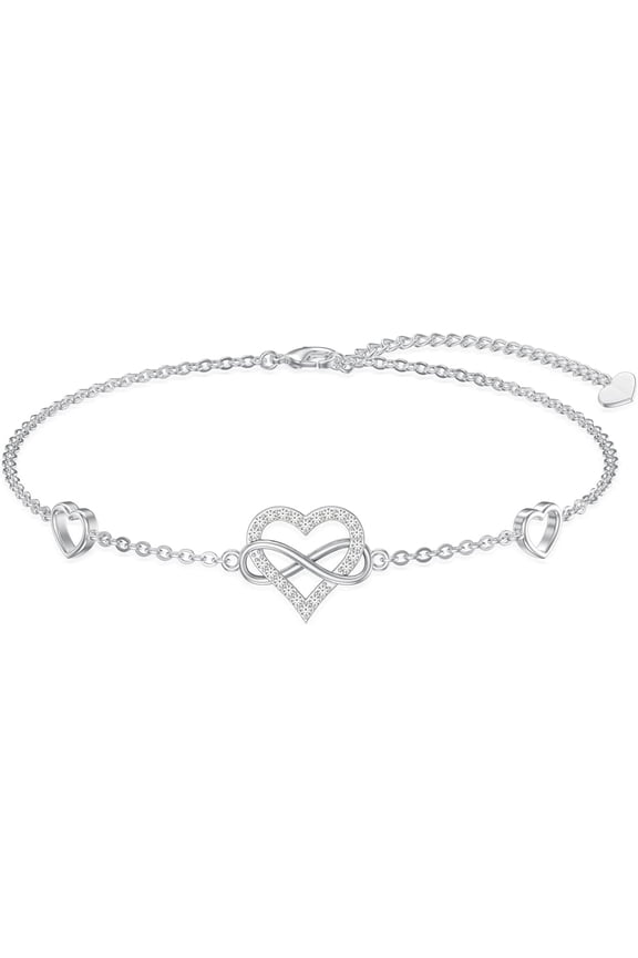 Diamond Infinity Heart Bracelet for Women 925 Sterling Silver Lab Grown Diamonds Jewelry Gifts for Mom Wife Girlfriend Daughter Sister Friend