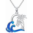 thumbnail image 1 of AOBOCO Diamond Palm Tree Necklace for Women 925 Sterling Silver Palm Tree Pendant with Waves Summer Beach Jewelry with Lab Grown Diamond Gifts for Birthday, 1 of 5