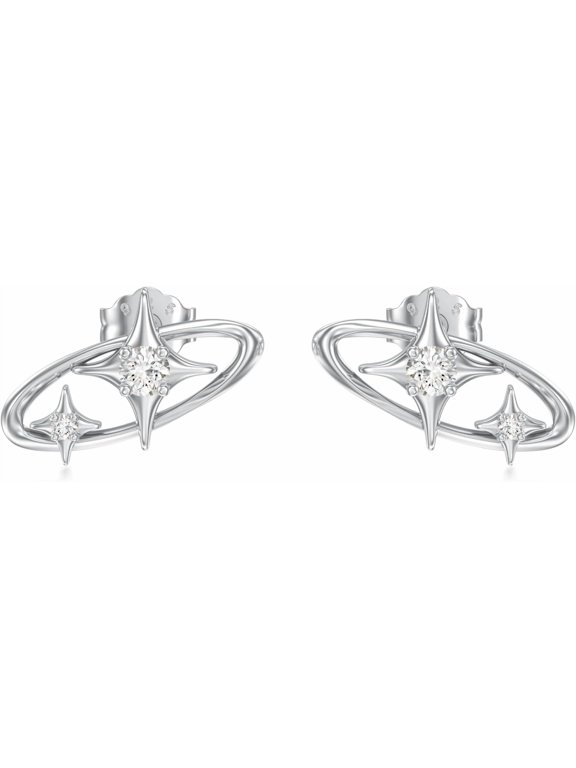 Diamond Star Stud Earrings for Women 925 Sterling Silver Lab Grown Diamond Jewelry Gifts for Mom Wife Girlfriend Daughter Sister Friend 0.12 cttw D Color VVS