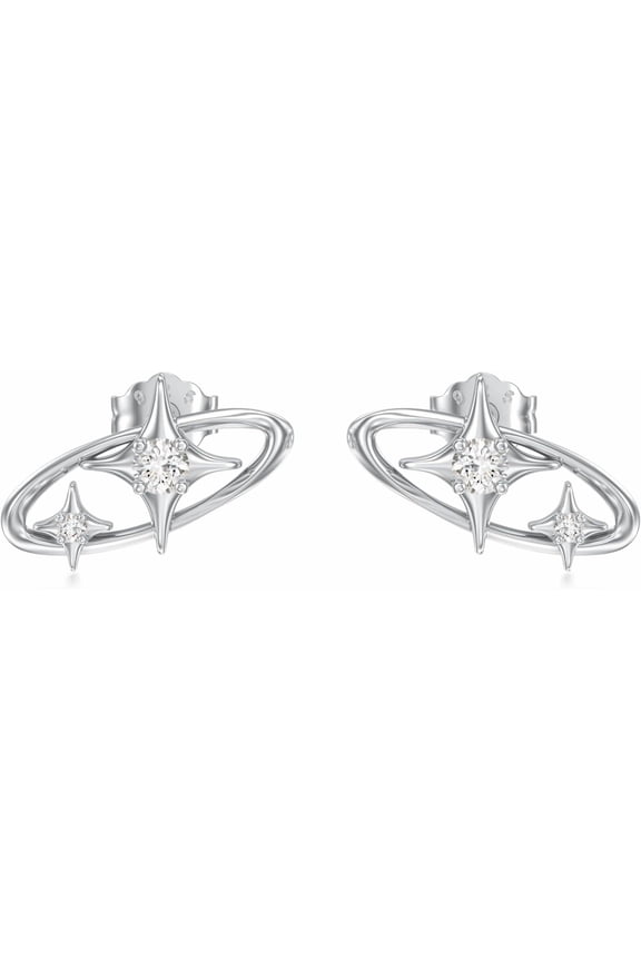 Diamond Star Stud Earrings for Women 925 Sterling Silver Lab Grown Diamond Jewelry Gifts for Mom Wife Girlfriend Daughter Sister Friend 0.12 cttw D Color VVS