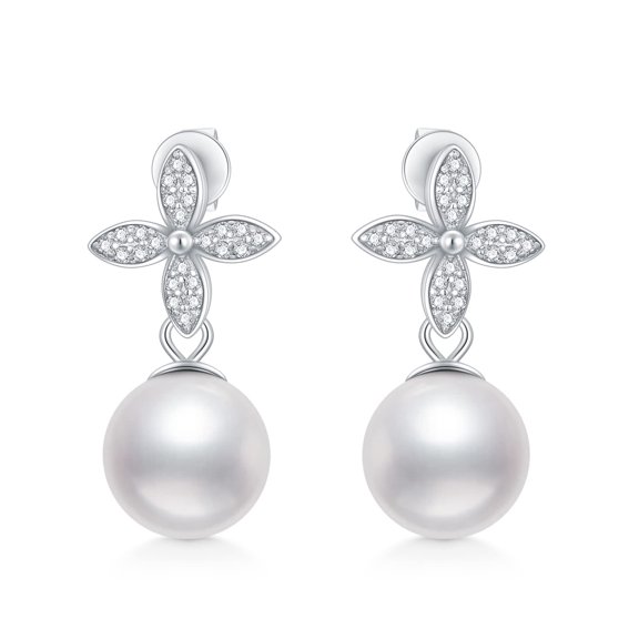 AOBOCO Christmas Gifts for Her, Pearl Earrings 925 Sterling Silver Freshwater Pearl Earrings for Women