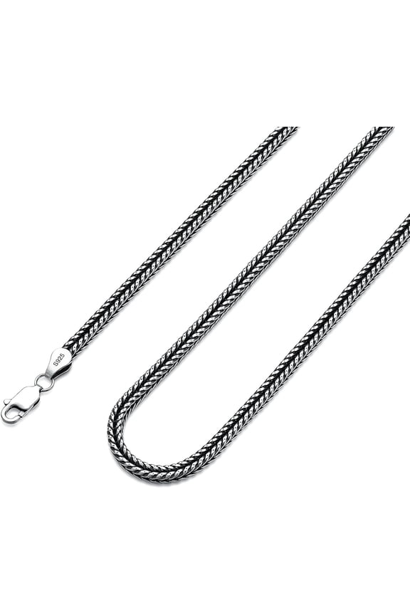 Franco Chain Sterling Silver Foxtail Necklace for Men 2mm 3mm Diamond Cut Chain for Men Women
