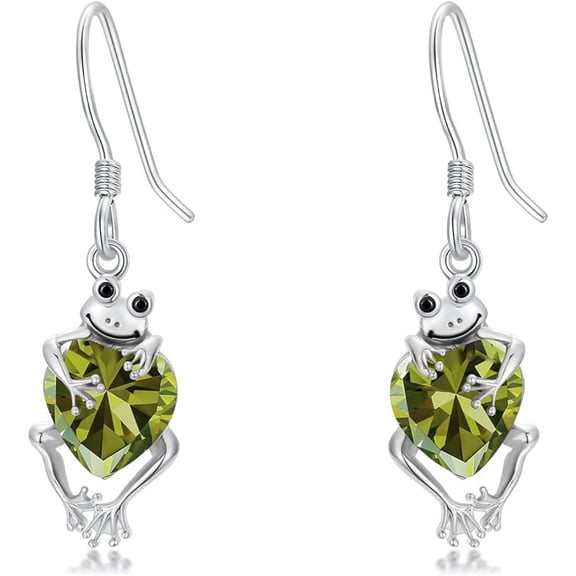 AOBOCO Frog Dangle Earring with Synthetic Birthstone Frog Earrings Jewelry Gift for Women