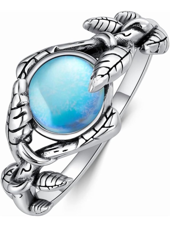Genuine Moonstone Ring for Women 925 Sterling Silver Leaf Moonstone Ring Minimalist Statement Band Finger Ring Dainty Trendy with Box for Women Size 5-9