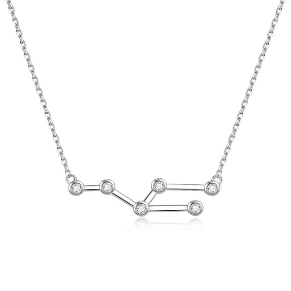 AOBOCO 925 Sterling Silver Constellation Necklace for Women Constellation Zodiac 12 Horoscope Astrology CZ Necklace Jewelry Gift