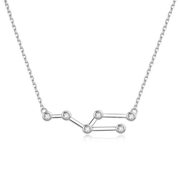 AOBOCO 925 Sterling Silver Constellation Necklace for Women Constellation Zodiac 12 Horoscope Astrology CZ Necklace Jewelry Gift