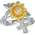 thumbnail image 1 of AOBOCO Gifts for Women Sunflower Open Ring You Are My Sunshine Lettering Ring with Cubic Zirconia for Women Mom Mama Nana, 1 of 6
