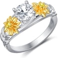 thumbnail image 1 of AOBOCO Christmas Gifts for Women Sunflower Ring Sterling Silver Sunflower Ring with Crystal Jewelry for Women, 1 of 7