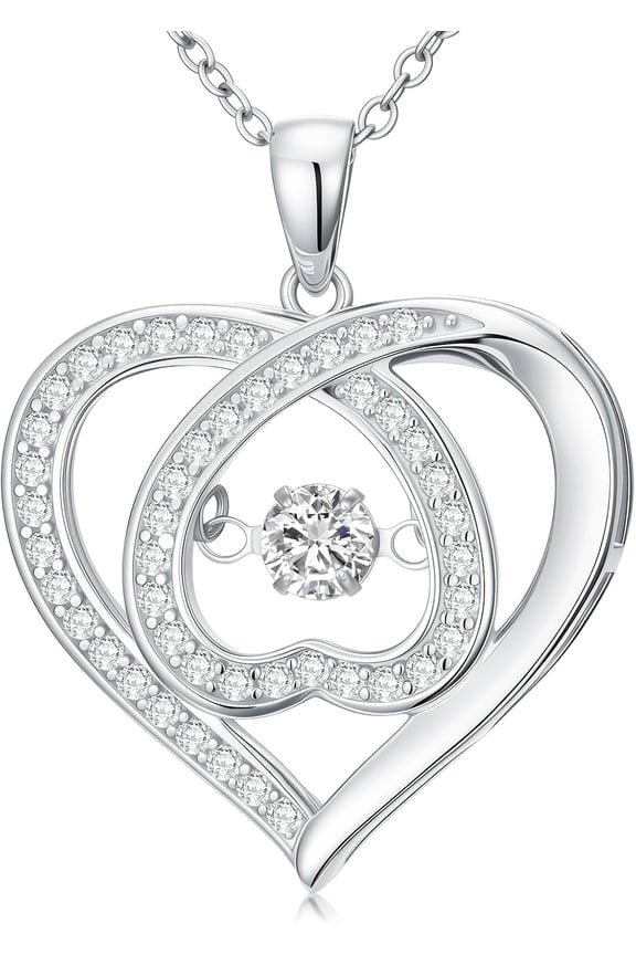 Heart Dance Moissanite Necklace for Women, Sparkling 1 CT CTTW Moissanite Heart Pendent, Stunning Necklace with Brilliance in Motion Gifts for Her on Anniversary, Valentines, Xmas