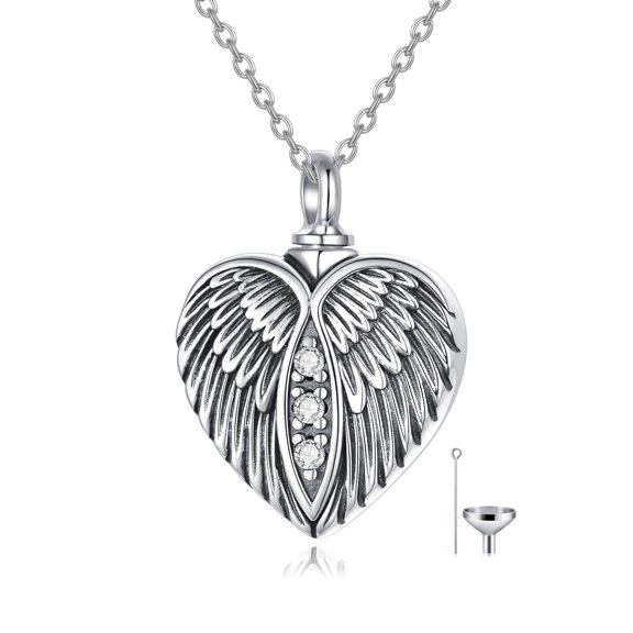 AOBOCO Heart Urn Necklace for Ashes 925 Sterling Silver Heart Memorial Keepsake Cremation Pendant Necklace Cremation Jewelry Gifts for Women
