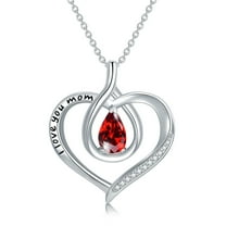 AOBOCO I Love You Mom Necklace Sterling Silver Heart Pendant Necklace with Natural Gemstone Birthday Christmas Jewelry Gifts for Women Mom Mama Nana