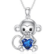 AOBOCO Monkey Necklace Birthstone Monkey Pendant Necklace Jewelry Gift for Women