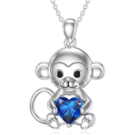 AOBOCO Monkey Necklace Birthstone Monkey Pendant Necklace Jewelry Gift for Women