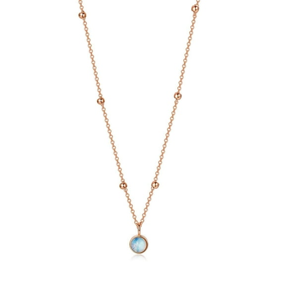 AOBOCO Moonstone Necklace Simple Rainbow Moonstone Pendant Jewelry Gift for Women