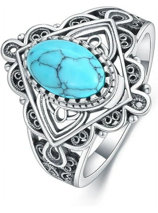 Fashion 925 Silver Turquoise Rings Women Wedding Engagement Jewelry Gift  9pcs