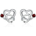 thumbnail image 1 of AOBOCO Nurse Day Gifts Nurse Earrings Sterling Silver Stethoscope Earrings Simulated Birthstone Studs Earrings with Crystal,Fine Jewelry Gifts For Nurse Doctor RN Medical Student, 1 of 6