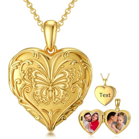 AOBOCO Personalized Silver Locket Necklace That Holds Pictures Photo Keep Someone Near to You, Memorial Custom Lockets Necklaces Letters Engraving for His Her