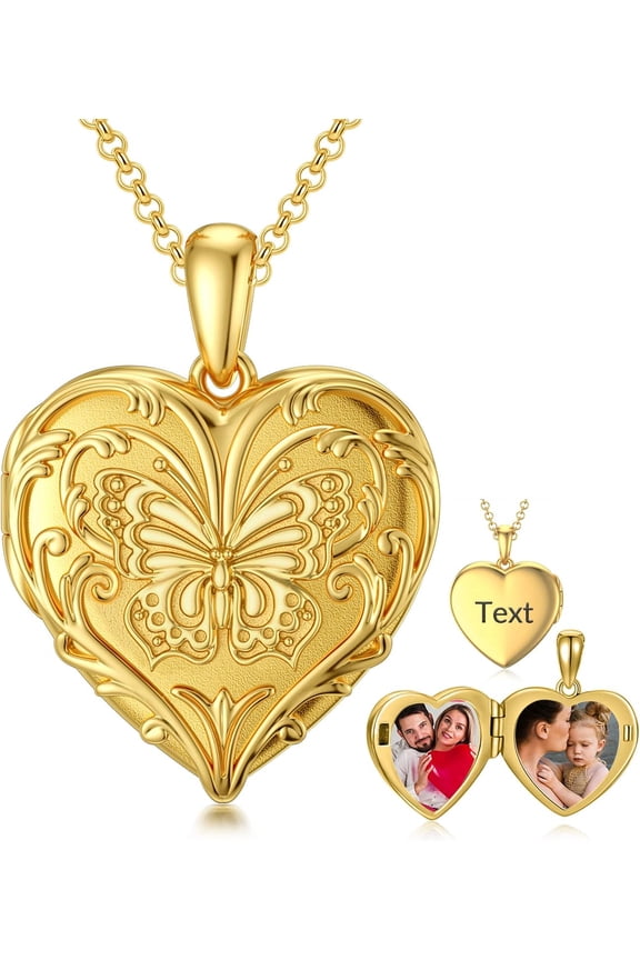 Personalized Silver Locket Necklace That Holds Pictures Photo Keep Someone Near to You, Memorial Custom Lockets Necklaces Letters Engraving for His Her