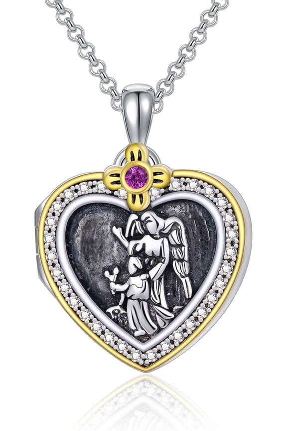 Personalized Sunflower/Evil Eye/Guardian Angel Photo Locket Necklace That Holds 2 Pictures Sterling Silver Customized Heart Shaped Photo Locket Necklace for Women