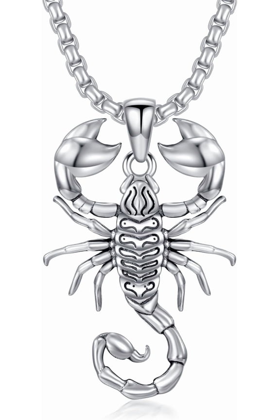 Scorpion Necklace 925 Sterling Silver Animal Pendant Gothic Jewelry Gifts for Men Women, w/Stainless Steel Chain 22''+2''