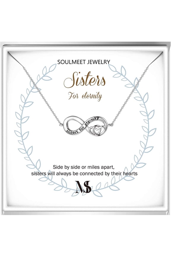 Sisters Gifts S925 Sterling Silver Sister Necklace Eternity Gifts for Women, Christmas Birthday Jewelry Gifts for Sisters from Sisters