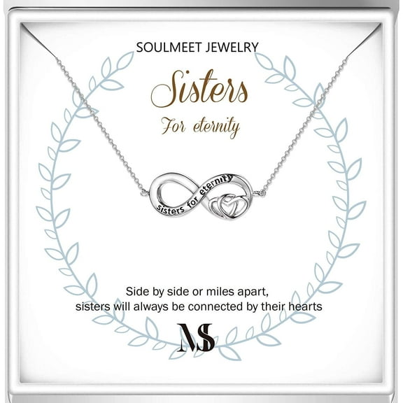 AOBOCO Sisters Gifts S925 Sterling Silver Sister Necklace Eternity Gifts for Women, Christmas Birthday Jewelry Gifts for Sisters from Sisters