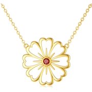 AOBOCO Solid 14K Yellow Gold Flower Pendant Necklace For Women Real Gold Daisy/Rose Flower Necklace 16+2 Inches Anniversary Christmas Jewelry Gift for Her